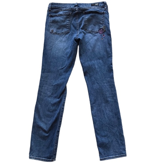 Kut from the Kloth Medium Wash Distressed Embroidered Straight Leg Jeans - Picture 9 of 11